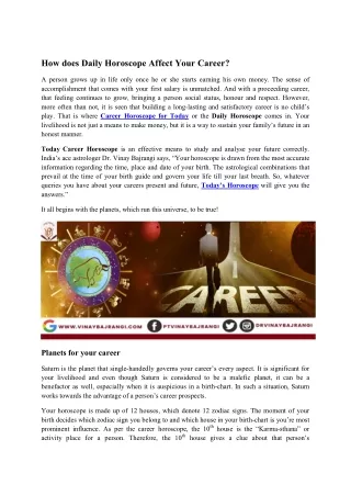 how does daily horoscope affect your career
