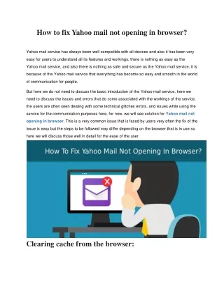 How to fix Yahoo mail not opening in browser?