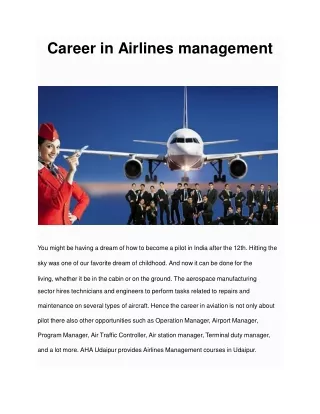 Career in Airlines management