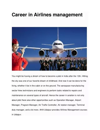 Career in Airlines management
