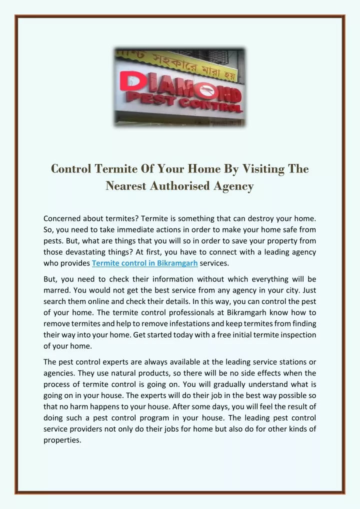 control termite of your home by visiting