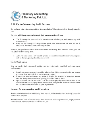 a guide to outsourcing audit services do you know