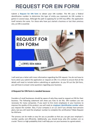 request for ein form