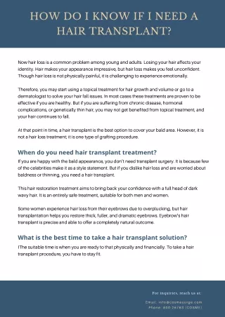How do I Know if I need a Hair Transplant