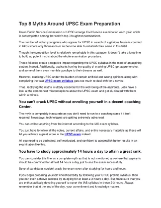 top 8 myths around upsc exam preparation