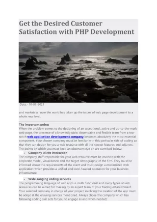 PDF- Get the Desired Customer Satisfaction with PHP Developmen