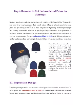 Top 4 Reasons to Get Embroidered Polos for Startups