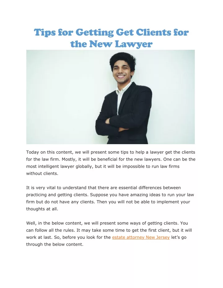 tips for getting get clients for the new lawyer