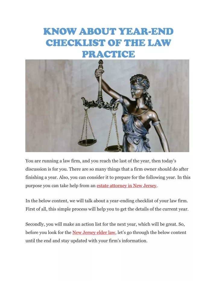 know about year end checklist of the law practice