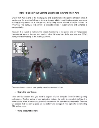 How To Boost Your Gaming Experience In Grand Theft Auto