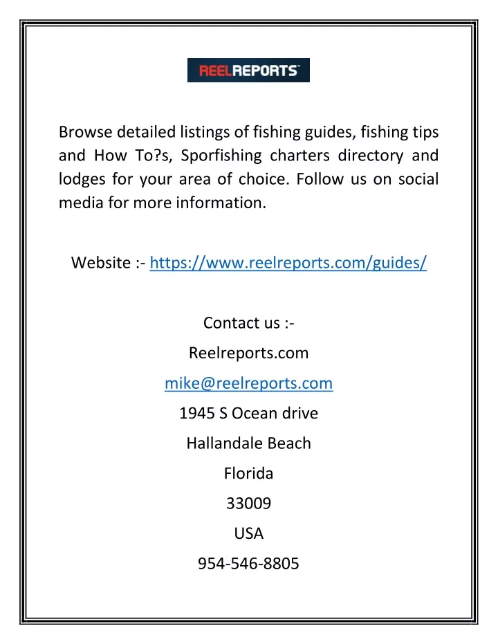 browse detailed listings of fishing guides