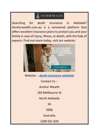 Death Insurance Adelaide  Anchorwealth.com.au