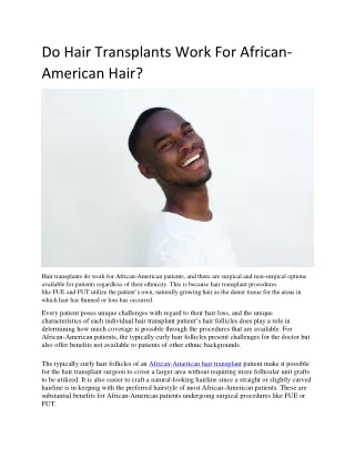 Do Hair Transplants Work For African-American Hair