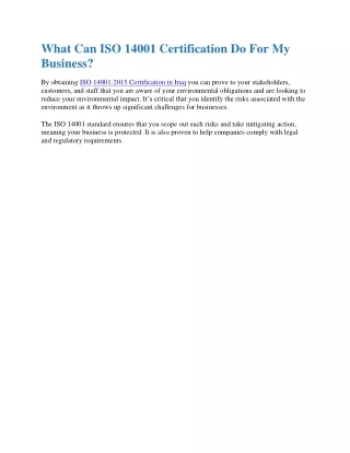 what can iso 14001 certification