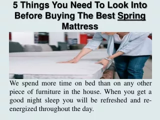 5 Things You Need To Look Into Before Buying The Best Spring Mattress