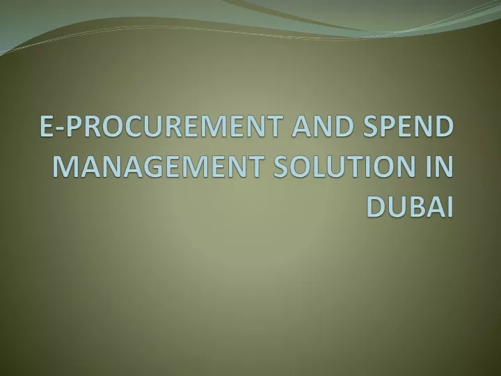 e procurement and spend management solution in dubai