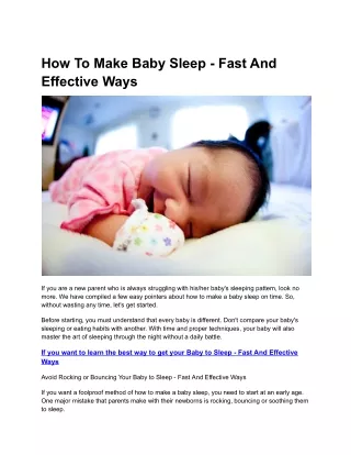 How To Make Baby Sleep - Fast And Effective Ways