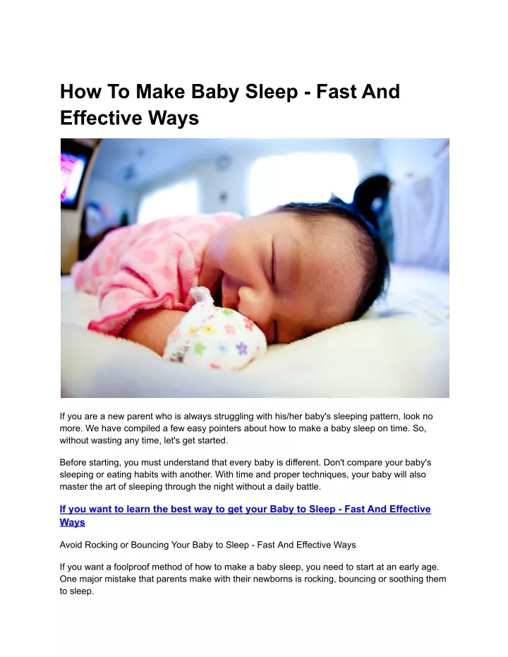 how to make baby sleep fast and effective ways