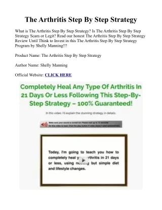 The Arthritis Step By Step Strategy PDF EBook Download