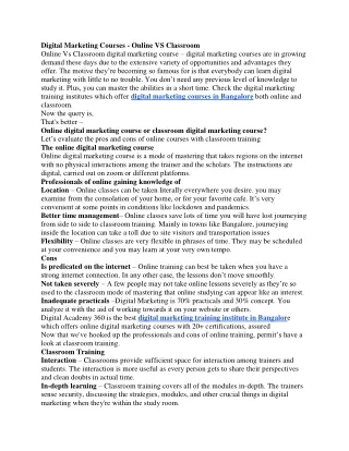 digital marketing courses online vs classroom