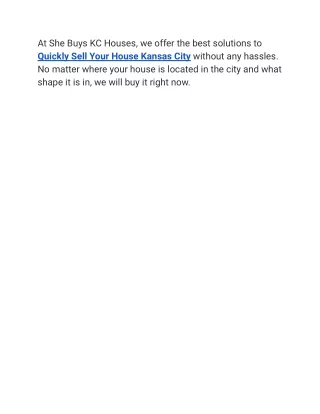 Quickly Sell Your House Kansas City