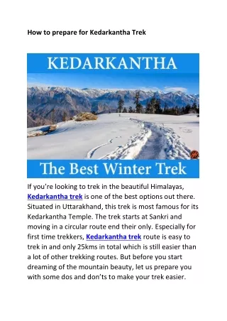 How to prepare for Kedarkantha Trek