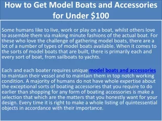 how to get model boats and accessories for under 100