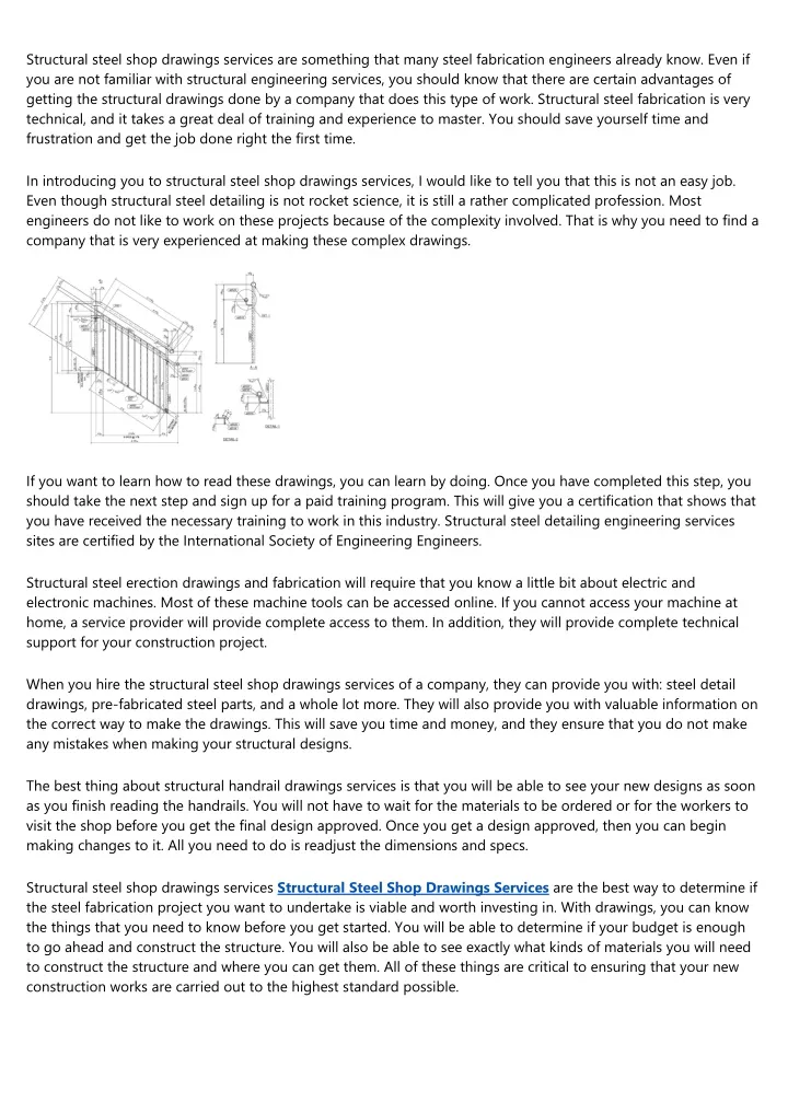 structural steel shop drawings services