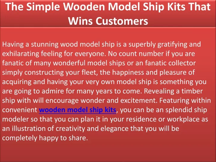 the simple wooden model ship kits that wins customers