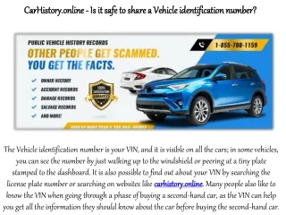 CarHistory.online - Is it safe to share a Vehicle identification number?