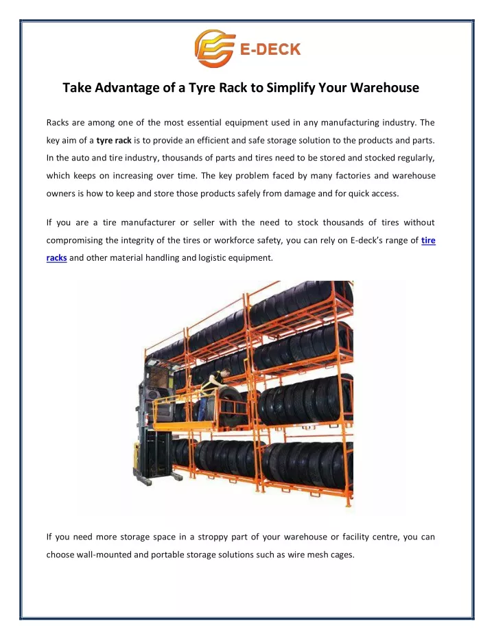 take advantage of a tyre rack to simplify your