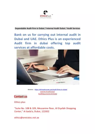 Dependable Audit firm in Dubai / Internal Audit Dubai / Audit Services