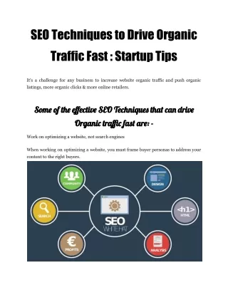 SEO Techniques to Drive Organic Traffic Fast - Startup Tips
