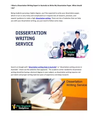 I Want a Dissertation Writing Expert in Australia to Write My Dissertation Paper. What should I do