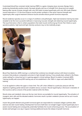 customized blood flow constraint rehab training