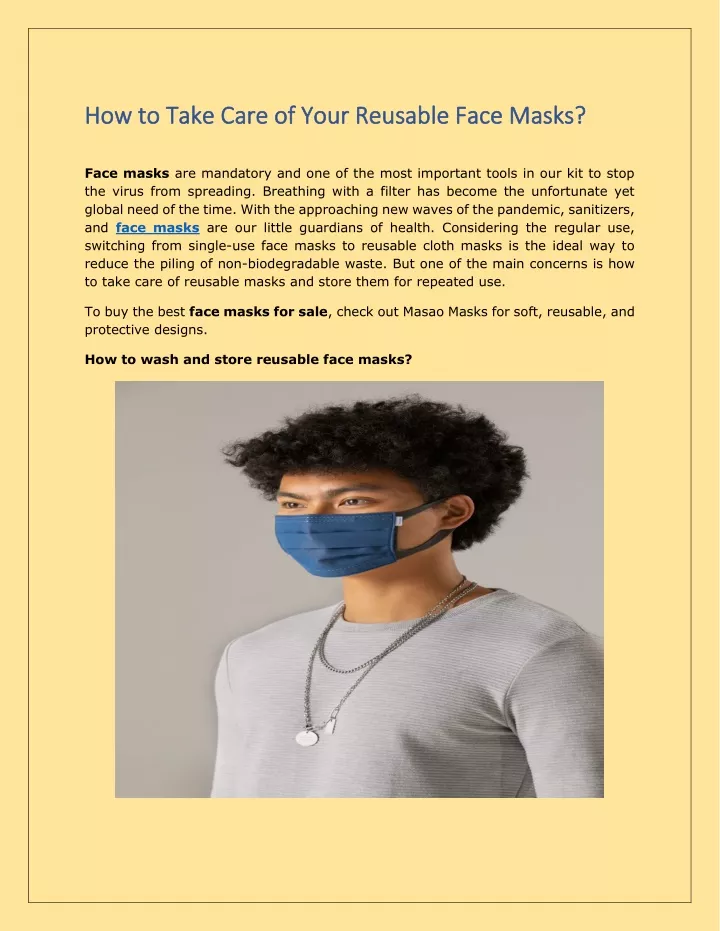 how to take care of your reusable face masks