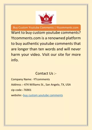 Buy Custom Youtube Comments | Ytcomments.com
