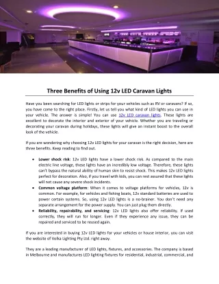 three benefits of using 12v led caravan lights