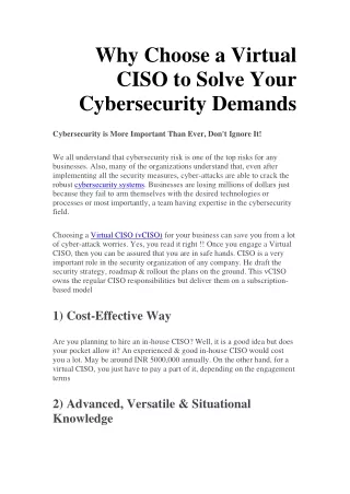 Why Choose a VirtualCISO to Solve Your Cybersecurity-converted