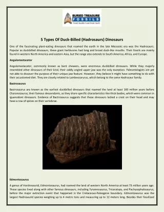 5 types of duck billed hadrosaurs dinosaurs