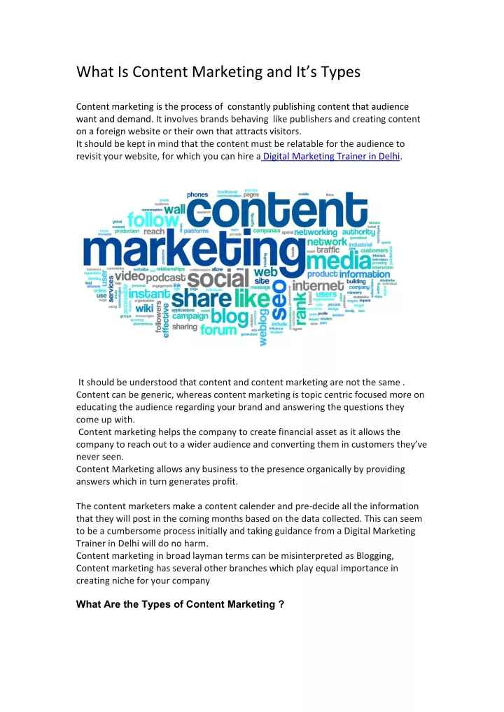 what is content marketing and it s types