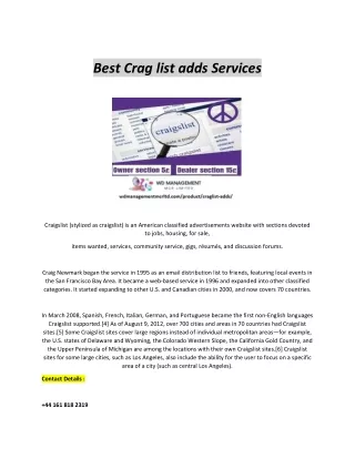 Best Craglist adds Services PDF