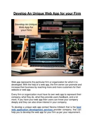 develop an unique web app for your firm