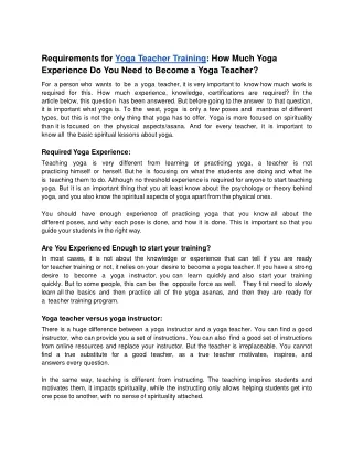 Requirements for Yoga Teacher Training