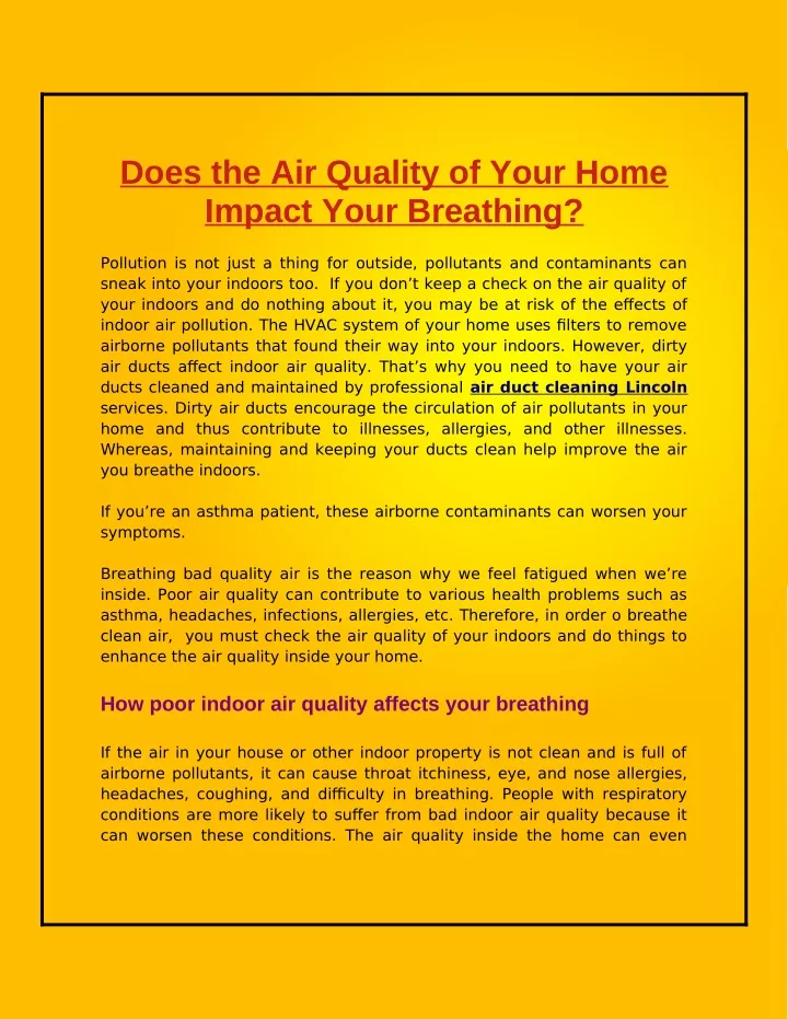 does the air quality of your home impact your
