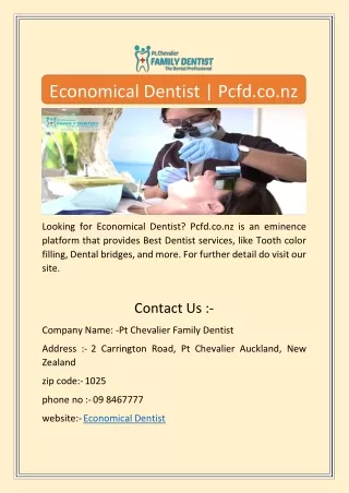 Economical Dentist | Pcfd.co.nz