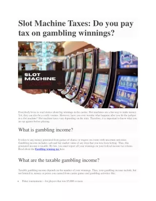 slot machine taxes do you pay tax on gambling