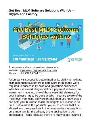 get best mlm software solutions with us crypto