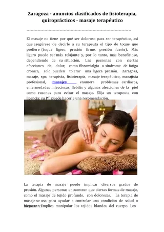 Zaragoza - anuncios clasificados de fisioterapia, quiroprácticos - masaje terapéutico