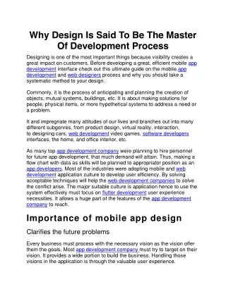 why design is said to be the master